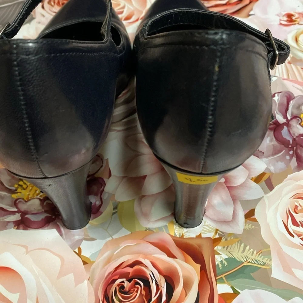 Apostrophe Leather Heels 9.5 Wedding Guest Office Mary Jane Neutral Fall